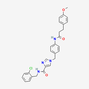 molecular formula C28H27ClN4O3 B2412467 N-(2-chlorobenzyl)-1-(4-(3-(4-methoxyphenyl)propanamido)benzyl)-1H-imidazole-4-carboxamide CAS No. 1251698-03-9