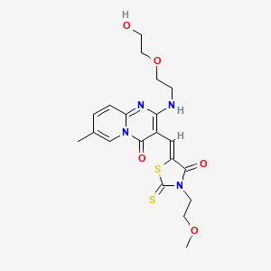 molecular formula C20H24N4O5S2 B2412475 (Z)-5-((2-((2-(2-hydroxyethoxy)ethyl)amino)-7-methyl-4-oxo-4H-pyrido[1,2-a]pyrimidin-3-yl)methylene)-3-(2-methoxyethyl)-2-thioxothiazolidin-4-one CAS No. 615279-69-1