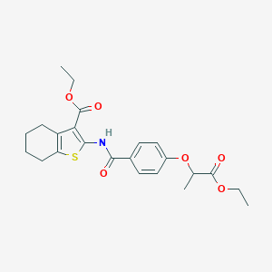 molecular formula C23H27NO6S B241248 Ethyl 2-{[4-(2-ethoxy-1-methyl-2-oxoethoxy)benzoyl]amino}-4,5,6,7-tetrahydro-1-benzothiophene-3-carboxylate 