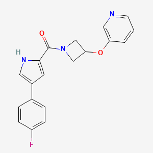 molecular formula C19H16FN3O2 B2412480 (4-(4-氟苯基)-1H-吡咯-2-基)(3-(吡啶-3-氧基)氮杂环丁-1-基)甲酮 CAS No. 1904047-02-4