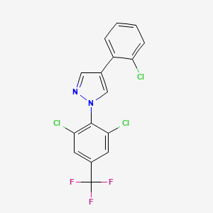 molecular formula C16H8Cl3F3N2 B2412482 4-(2-chlorophenyl)-1-[2,6-dichloro-4-(trifluoromethyl)phenyl]-1H-pyrazole CAS No. 956185-41-4