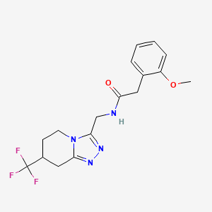 molecular formula C17H19F3N4O2 B2412484 2-(2-甲氧基苯基)-N-((7-(三氟甲基)-5,6,7,8-四氢-[1,2,4]三唑并[4,3-a]吡啶-3-基)甲基)乙酰胺 CAS No. 2034295-01-5