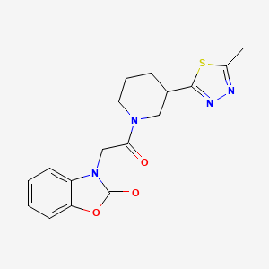 molecular formula C17H18N4O3S B2412489 3-(2-(3-(5-methyl-1,3,4-thiadiazol-2-yl)piperidin-1-yl)-2-oxoethyl)benzo[d]oxazol-2(3H)-one CAS No. 1219844-97-9