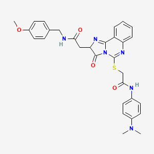 molecular formula C30H30N6O4S B2412494 2-[5-[2-[4-(二甲氨基)苯胺]-2-氧代乙基]硫代-3-氧代-2H-咪唑并[1,2-c]喹唑啉-2-基]-N-[(4-甲氧基苯基)甲基]乙酰胺 CAS No. 959501-16-7