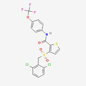 molecular formula C19H12Cl2F3NO4S2 B2412495 3-[(2,6-二氯苄基)磺酰基]-N-[4-(三氟甲氧基)苯基]-2-噻吩甲酰胺 CAS No. 251097-54-8