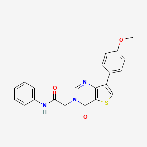 molecular formula C21H17N3O3S B2412496 2-[7-(4-甲氧基苯基)-4-氧代噻吩并[3,2-d]嘧啶-3(4H)-基]-N-苯基乙酰胺 CAS No. 1207018-47-0