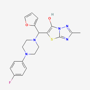 molecular formula C20H20FN5O2S B2412501 5-((4-(4-氟苯基)哌嗪-1-基)(呋喃-2-基)甲基)-2-甲基噻唑并[3,2-b][1,2,4]三唑-6-醇 CAS No. 851970-09-7