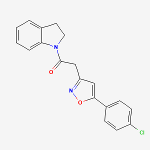 molecular formula C19H15ClN2O2 B2412509 2-(5-(4-Chlorophenyl)isoxazol-3-yl)-1-(indolin-1-yl)ethanone CAS No. 946283-84-7