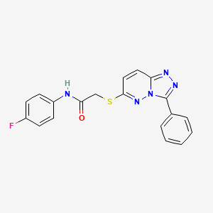 molecular formula C19H14FN5OS B2412517 N-(4-氟苯基)-2-((3-苯基-[1,2,4]三唑并[4,3-b]哒嗪-6-基)硫代)乙酰胺 CAS No. 852372-43-1