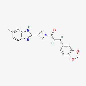 molecular formula C21H19N3O3 B2412533 (E)-3-(benzo[d][1,3]dioxol-5-yl)-1-(3-(5-methyl-1H-benzo[d]imidazol-2-yl)azetidin-1-yl)prop-2-en-1-one CAS No. 1396891-62-5