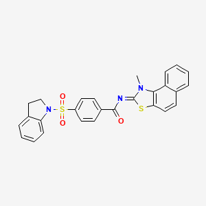 molecular formula C27H21N3O3S2 B2412539 (E)-4-(indolin-1-ylsulfonyl)-N-(1-methylnaphtho[1,2-d]thiazol-2(1H)-ylidene)benzamide CAS No. 477501-25-0
