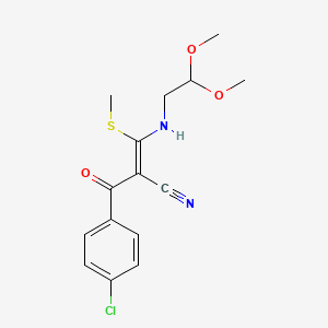 molecular formula C15H17ClN2O3S B2412542 (Z)-2-(4-chlorobenzoyl)-3-(2,2-dimethoxyethylamino)-3-methylsulfanylprop-2-enenitrile CAS No. 866009-19-0