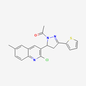 molecular formula C19H16ClN3OS B2412561 1-(5-(2-chloro-6-methylquinolin-3-yl)-3-(thiophen-2-yl)-4,5-dihydro-1H-pyrazol-1-yl)ethanone CAS No. 796878-74-5