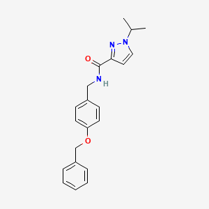 molecular formula C21H23N3O2 B2412563 N-(4-(benzyloxy)benzyl)-1-isopropyl-1H-pyrazole-3-carboxamide CAS No. 1251708-38-9