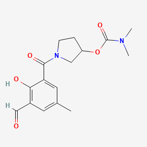 molecular formula C16H20N2O5 B2412567 [1-(3-Formyl-2-hydroxy-5-methylbenzoyl)pyrrolidin-3-yl] N,N-dimethylcarbamate CAS No. 2249217-24-9