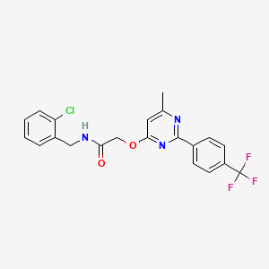 molecular formula C21H17ClF3N3O2 B2412568 N-[(2-chlorophenyl)methyl]-2-({6-methyl-2-[4-(trifluoromethyl)phenyl]pyrimidin-4-yl}oxy)acetamide CAS No. 1251699-50-9