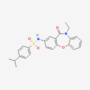 molecular formula C24H24N2O4S B2412569 N-(10-乙基-11-氧代-10,11-二氢二苯并[b,f][1,4]恶二杂环-2-基)-4-异丙基苯磺酰胺 CAS No. 922137-06-2