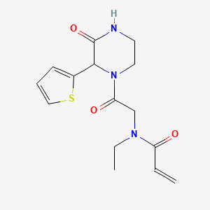 N-Ethyl-N-[2-oxo-2-(3-oxo-2-thiophen-2-ylpiperazin-1-yl)ethyl]prop-2-enamide