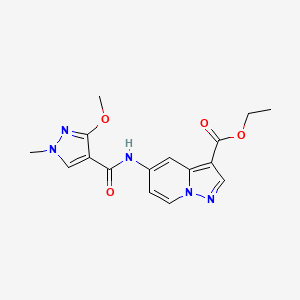 ethyl 5-(3-methoxy-1-methyl-1H-pyrazole-4-carboxamido)pyrazolo[1,5-a]pyridine-3-carboxylate