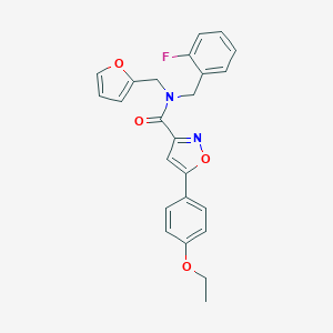 molecular formula C24H21FN2O4 B241258 5-(4-ethoxyphenyl)-N-(2-fluorobenzyl)-N-(2-furylmethyl)-3-isoxazolecarboxamide 