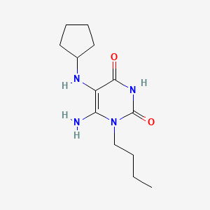 molecular formula C13H22N4O2 B2412584 6-氨基-1-丁基-5-(环戊基氨基)嘧啶-2,4(1h,3h)-二酮 CAS No. 568555-61-3