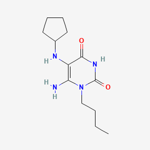 molecular formula C13H22N4O2 B2412584 6-amino-1-butyl-5-(cyclopentylamino)-1,2,3,4-tetrahydropyrimidine-2,4-dione CAS No. 568555-61-3