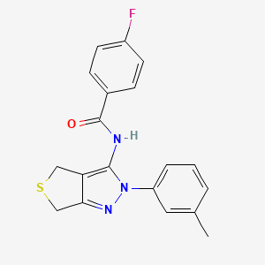 molecular formula C19H16FN3OS B2412601 4-fluoro-N-(2-(m-tolyl)-4,6-dihydro-2H-thieno[3,4-c]pyrazol-3-yl)benzamide CAS No. 392288-77-6