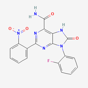 9-(2-fluorophenyl)-2-(2-nitrophenyl)-8-oxo-8,9-dihydro-7H-purine-6-carboxamide