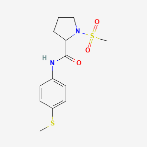 molecular formula C13H18N2O3S2 B2412617 1-(methylsulfonyl)-N-(4-(methylthio)phenyl)pyrrolidine-2-carboxamide CAS No. 1188363-16-7