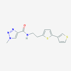 molecular formula C14H14N4OS2 B2412623 N-(2-([2,3'-bithiophen]-5-yl)ethyl)-1-methyl-1H-1,2,3-triazole-4-carboxamide CAS No. 2034597-07-2