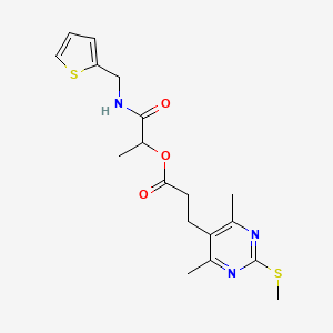 molecular formula C18H23N3O3S2 B2412624 1-{[(Thiophen-2-yl)methyl]carbamoyl}ethyl 3-[4,6-dimethyl-2-(methylsulfanyl)pyrimidin-5-yl]propanoate CAS No. 1111561-50-2