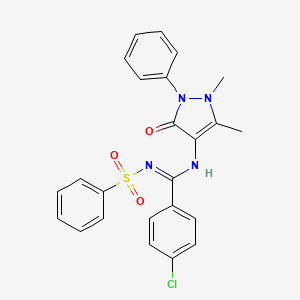molecular formula C24H21ClN4O3S B2412642 N'-(benzenesulfonyl)-4-chloro-N-(1,5-dimethyl-3-oxo-2-phenylpyrazol-4-yl)benzenecarboximidamide CAS No. 629606-16-2