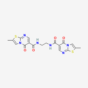 molecular formula C18H16N6O4S2 B2412653 N,N'-(ethane-1,2-diyl)bis(2-methyl-5-oxo-5H-thiazolo[3,2-a]pyrimidine-6-carboxamide) CAS No. 896342-56-6