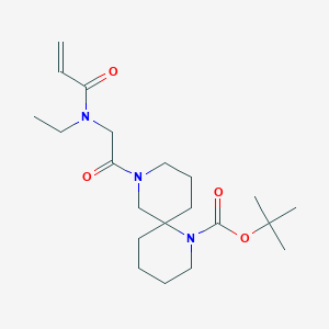 molecular formula C21H35N3O4 B2412667 Tert-butyl 8-[2-[ethyl(prop-2-enoyl)amino]acetyl]-1,8-diazaspiro[5.5]undecane-1-carboxylate CAS No. 2361682-05-3