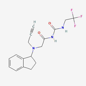 molecular formula C17H18F3N3O2 B2412668 1-{2-[(2,3-dihydro-1H-inden-1-yl)(prop-2-yn-1-yl)amino]acetyl}-3-(2,2,2-trifluoroethyl)urea CAS No. 1241554-58-4