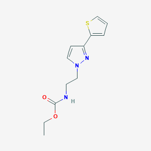 molecular formula C12H15N3O2S B2412669 ethyl (2-(3-(thiophen-2-yl)-1H-pyrazol-1-yl)ethyl)carbamate CAS No. 1448058-85-2