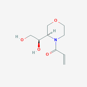 molecular formula C9H15NO4 B2412709 1-[(3R)-3-[(1R)-1,2-Dihydroxyethyl]morpholin-4-yl]prop-2-en-1-one CAS No. 2361608-41-3