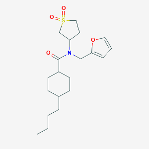 molecular formula C20H31NO4S B241271 4-butyl-N-(1,1-dioxidotetrahydro-3-thienyl)-N-(2-furylmethyl)cyclohexanecarboxamide 