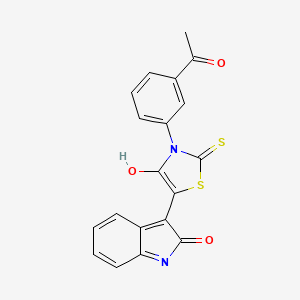 molecular formula C19H12N2O3S2 B2412725 (Z)-3-(3-乙酰基苯基)-5-(2-氧代吲哚啉-3-亚甲基)-2-硫代噻唑烷-4-酮 CAS No. 868141-86-0
