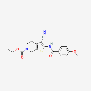 molecular formula C20H21N3O4S B2412728 ethyl 3-cyano-2-(4-ethoxybenzamido)-4,5-dihydrothieno[2,3-c]pyridine-6(7H)-carboxylate CAS No. 921093-45-0