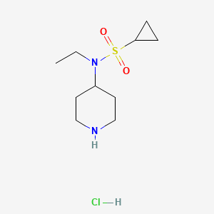 molecular formula C10H21ClN2O2S B2412729 N-乙基-N-哌啶-4-基环丙烷磺酰胺；盐酸盐 CAS No. 2402829-64-3