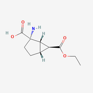 molecular formula C10H15NO4 B2412734 (1S,2S,5R,6S)-2-amino-6-ethoxycarbonylbicyclo[3.1.0]hexane-2-carboxylic acid CAS No. 1026573-47-6