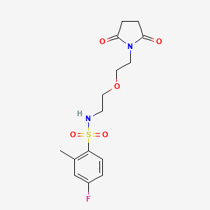 molecular formula C15H19FN2O5S B2412740 N-(2-(2-(2,5-二氧代吡咯烷-1-基)乙氧基)乙基)-4-氟-2-甲基苯磺酰胺 CAS No. 2034615-54-6