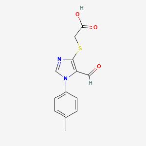 molecular formula C13H12N2O3S B2412742 2-[5-甲酰基-1-(4-甲苯基)咪唑-4-基]巯基乙酸 CAS No. 1333911-74-2