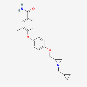 molecular formula C21H24N2O3 B2412746 4-[4-[[1-(Cyclopropylmethyl)aziridin-2-yl]methoxy]phenoxy]-3-methylbenzamide CAS No. 2418715-17-8