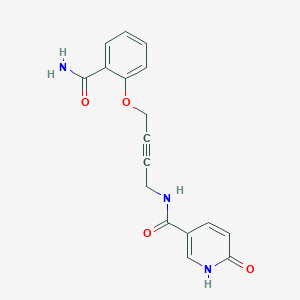 molecular formula C17H15N3O4 B2412752 N-(4-(2-氨基苯甲酰基苯氧基)丁-2-炔-1-基)-6-氧代-1,6-二氢吡啶-3-甲酰胺 CAS No. 1448073-40-2
