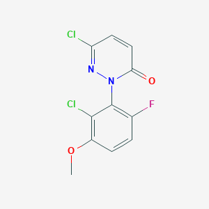 molecular formula C11H7Cl2FN2O2 B2412762 6-氯-2-(2-氯-6-氟-3-甲氧基苯基)嘧啶并-3(2H)-酮 CAS No. 2095780-75-7