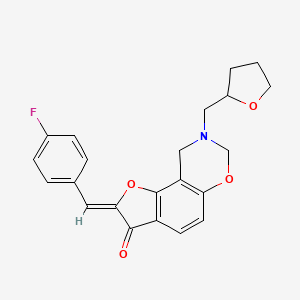 molecular formula C22H20FNO4 B2412763 (2Z)-2-(4-氟苄叉亚甲基)-8-(四氢呋喃-2-基甲基)-8,9-二氢-7H-呋喃[2,3-f][1,3]苯并恶嗪-3(2H)-酮 CAS No. 946236-39-1