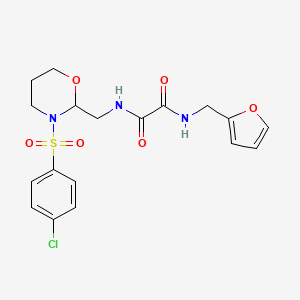 molecular formula C18H20ClN3O6S B2412771 N1-((3-((4-chlorophenyl)sulfonyl)-1,3-oxazinan-2-yl)methyl)-N2-(furan-2-ylmethyl)oxalamide CAS No. 872722-79-7
