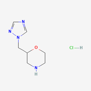 molecular formula C7H13ClN4O B2412774 2-(1H-1,2,4-triazol-1-ylmethyl)morpholine hydrochloride CAS No. 1315366-86-9